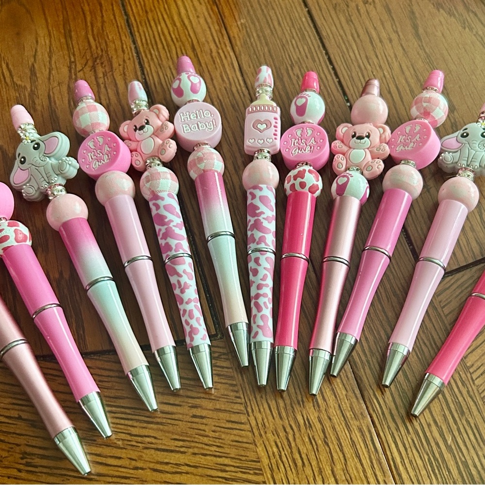 3 for $10 Handmade BEADED PENS Baby Girl 🌸